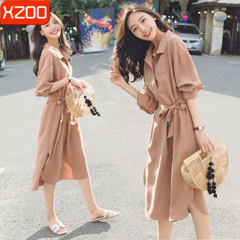 xzoo 純色 拼色 連衣裙