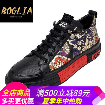 伯格利亞（BOGLIA）板鞋黑鞋子花 37，38，39，40，41，42，43