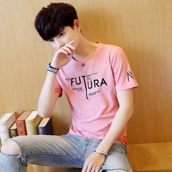 快樂(lè )嘉人 短袖 男士T恤 單件1975粉色 