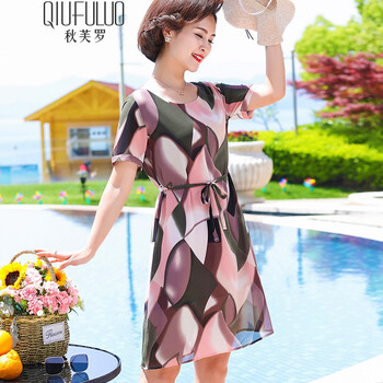 秋芙羅（QIUFULUO） 條紋  連衣裙