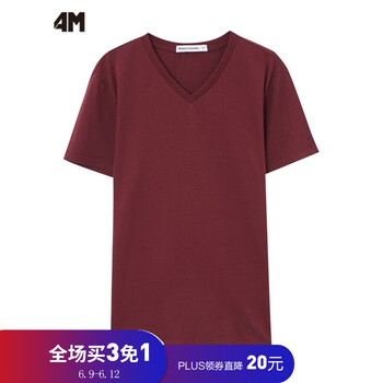 4M 短袖 男士T恤 黛紅 
