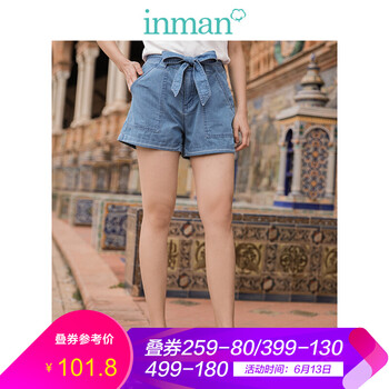 茵曼（INMAN） 高腰  女  牛仔褲