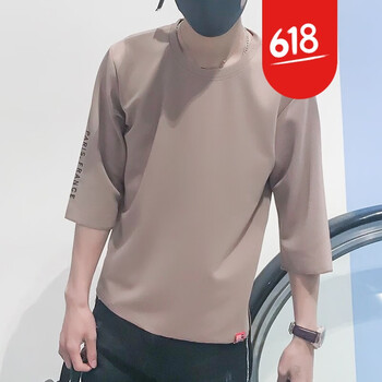 溫旅（WENLV） 五分袖 男士T恤 K852卡其色 