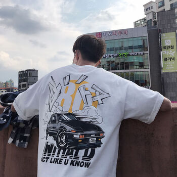deciuhlae 五分袖 男士T恤 五分袖 黑車白色 