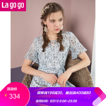 lagogo 碎花 鏤空，印花 連衣裙