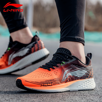 李寧（LI-NING）跑步鞋熒光耀橙/標準黑/標準白ARBP037-3 