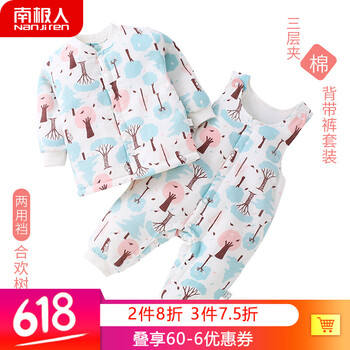 加厚棉背帶褲男童