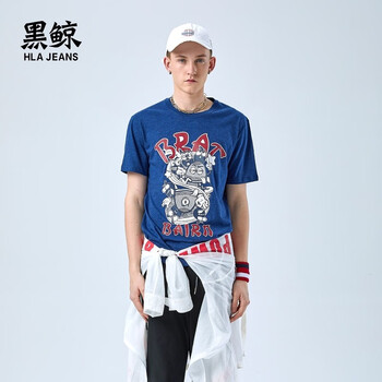 黑鯨（HLAJEANS） 短袖 男士T恤 藏青D9 