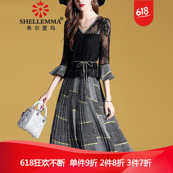 希爾愛瑪（SHELLEMMA） 圓點 紗網(wǎng) 連衣裙