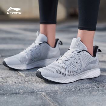 李寧（LI-NING）跑步鞋微晶灰/標(biāo)準(zhǔn)黑 