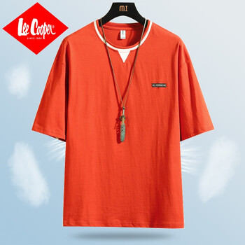 Lee Cooper 五分袖 男士T恤 3025磚紅【純棉】 