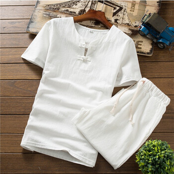 梵戴克 短袖 男士T恤 A348-TZ36白色 短袖+短褲 