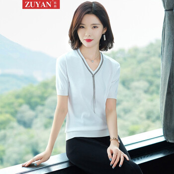 祖燕（ZUYAN） 立體裁剪 短袖 T恤 女 V領(lǐng)