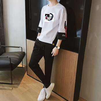 KIMEL DESIGN STUDIO 七分袖 男士T恤 828小丑  (白色一套) 