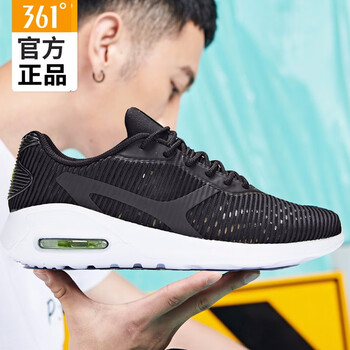 361°跑步鞋烏黑色/螢光淡綠 