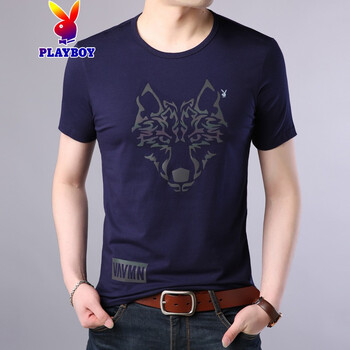 花花公子（PLAYBOY） 短袖 男士T恤 Y92522藏青 
