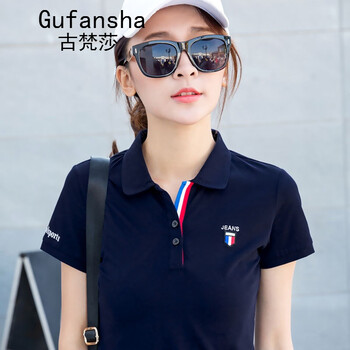 古梵莎（Gufansha） 露背 短袖 T恤 女 POLO領(lǐng)