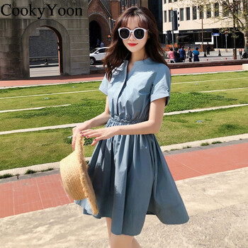 CookyYoon 純色 拼接，褶皺，鏤空 連衣裙