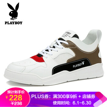 花花公子（PLAYBOY ESTABLISHED 1953）男士白紅色 40