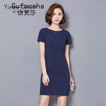 古梵莎（Gufansha） 條紋 拼接，拉鏈 連衣裙