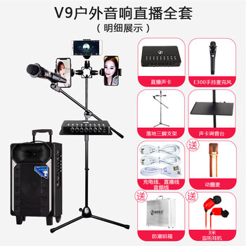 飆歌達(dá)人 V9 桌面式 麥克風(fēng) 戶外直播音響套裝【黑】