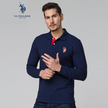 U.S.POLO ASSN. 長(zhǎng)袖 男士T恤 藏藍(lán)色 S，XL，L，M，XXL