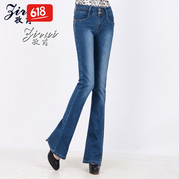 孜芮（zirui） 高腰 喇叭褲 女 長(cháng)褲 牛仔褲