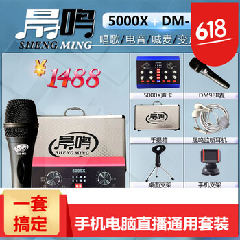 晟鳴  手持 麥克風(fēng) 聲卡（帶線）+DM98(動圈麥)+支架+耳塞