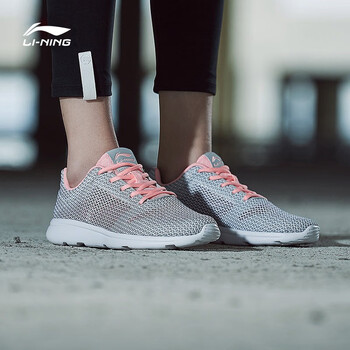 李寧（LI-NING）跑步鞋微晶灰/熒光桃紅/基礎(chǔ)白 36