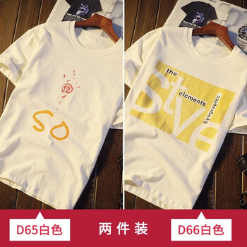 姹郁琪 短袖 男士T恤 D65白色+D66白色 