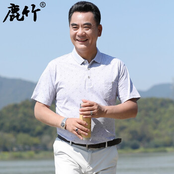 鹿竹 短袖 男士T恤 P840白灰 