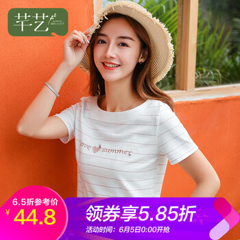 圓領(lǐng)短袖上衣，夏日清爽百變?cè)煨? title=