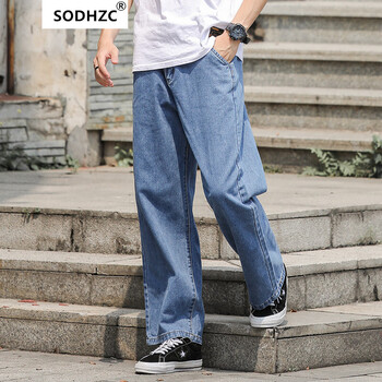 SODHZC 寬松褲 港風(fēng)，復(fù)古風(fēng) 男士牛仔褲
