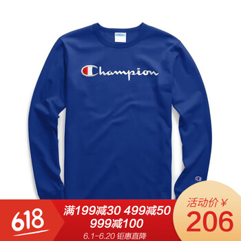 champion 長袖 男士T恤 surf the web寶藍 