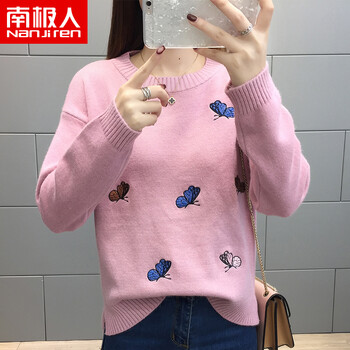 時尚繡花毛衣
