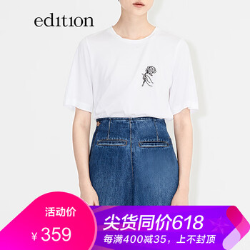 MO&Co.edition 刺繡 短袖 T恤 女 圓領(lǐng)