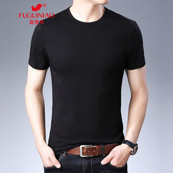 富貴鳥(niǎo)（FUGUINIAO） 短袖 男士T恤 9801款圓領(lǐng)黑色 