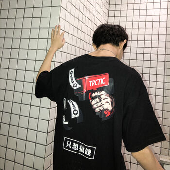 deciuhlae 五分袖 男士T恤 黑色 T601 搞錢(qián)短T 