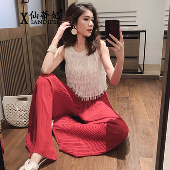 仙蒂妃（xiandifei） 高腰 闊腿褲 女 長(zhǎng)褲 休閑褲