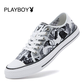 花花公子（PLAYBOY）男士9AX0061003D低幫白黑 