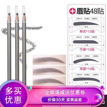 言標3支灰色拉線款+眉貼48片