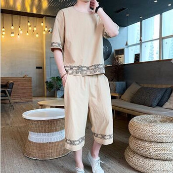 富貴鳥（FUGUNIAO） 七分袖 男士T恤 卡其色 