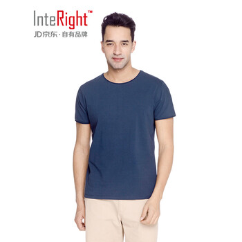 INTERIGHT 短袖 男士T恤 藏青色 XL，L，XXL，M