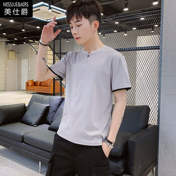 美仕爵（missjue&airs） 短袖 男士T恤 灰色 