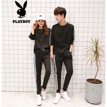 花花公子（PLAYBOY ESTABLISHED 1953） 七分袖 男士T恤 TZ88黑色 