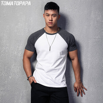 TOMATOPAPA 短袖 男士T恤 白灰色 