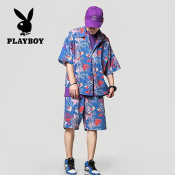花花公子（PLAYBOY） 短袖 男士T恤 31藍(lán)色 