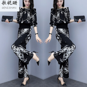 歌妮珊（GENISHAN）  闊腿褲 女 長褲 休閑褲