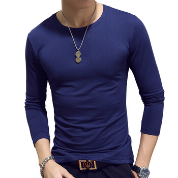 茨威奴（SWENEARO） 長袖 男士T恤 長袖圓領(lǐng)深藍(lán) XL，L，M，XXXL，XXL