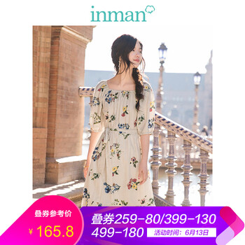 茵曼（INMAN） 植物花卉 印花 連衣裙